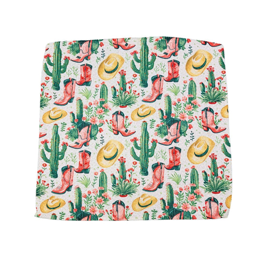 Cowgirl Hat & Boots Waffle Washcloth - Western Home Goods