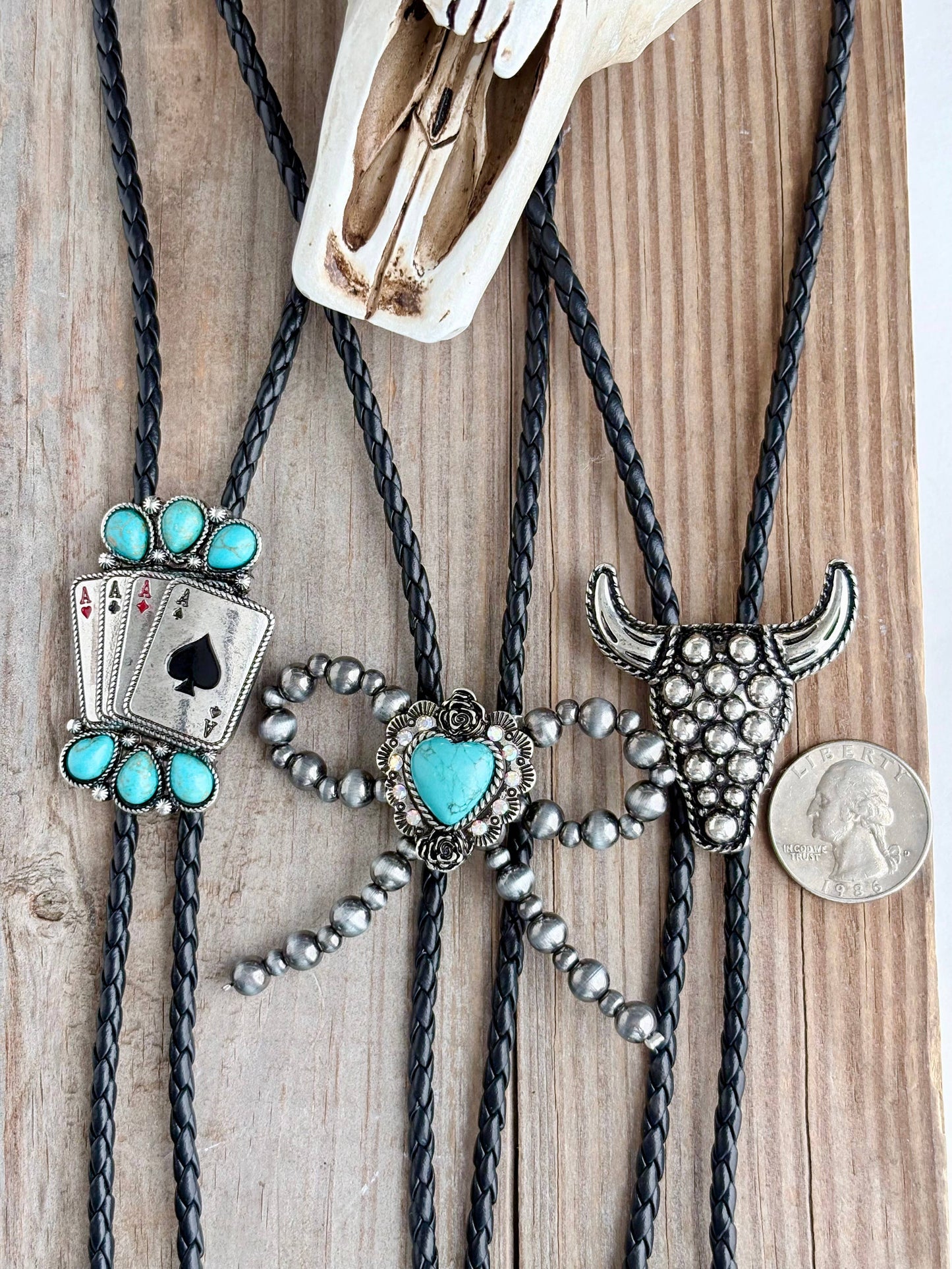 Western Bolo Tie Pendant Necklace | Cowgirl Leather Cord Jewelry