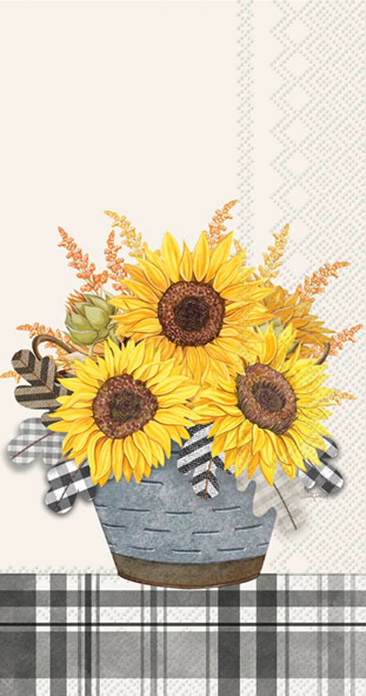 Paper Guest Towels 16 count Gingham Sunflowers Fall