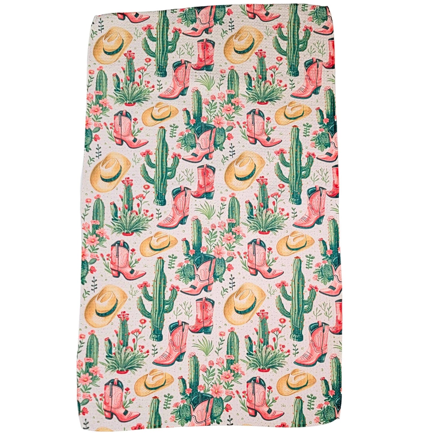 Cowgirl Boots & Hat Waffle Dish Towels - Western Home Decor