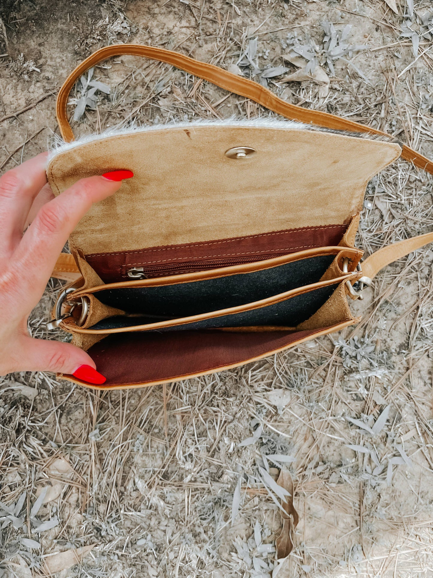 Chic Cowhide Leather Western crossbody purse