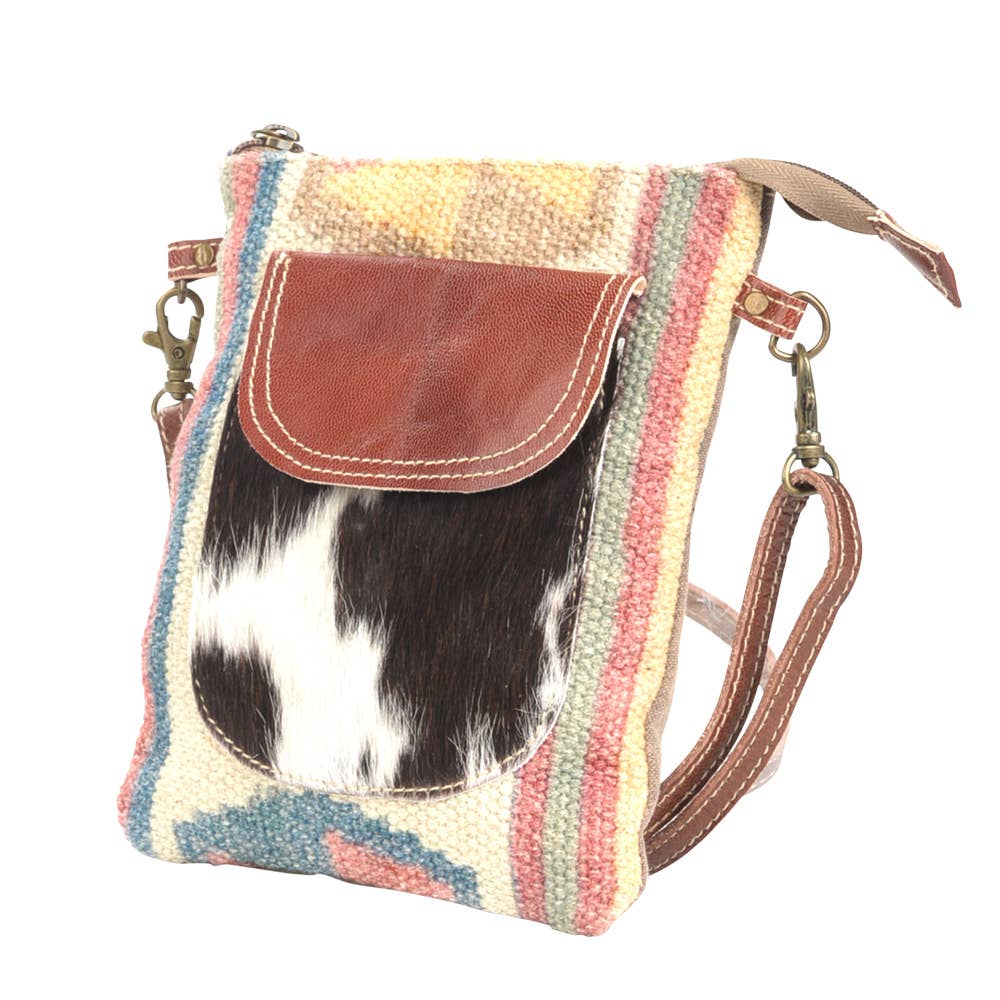 Recycled Rug With Cowhide Crossbody