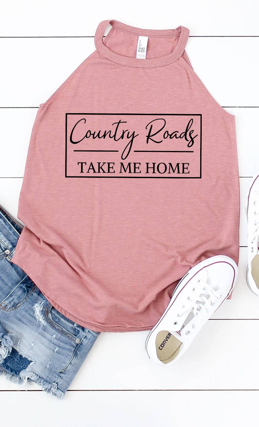 Country Roads Take Me Home Rocker Tank Mock Tank Top