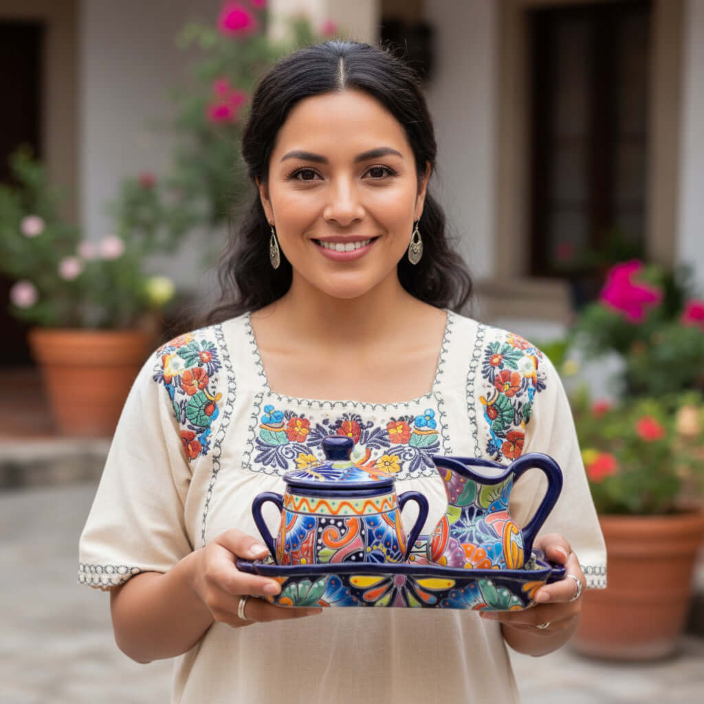 Hand-Painted Talavera Coffee Serving Set