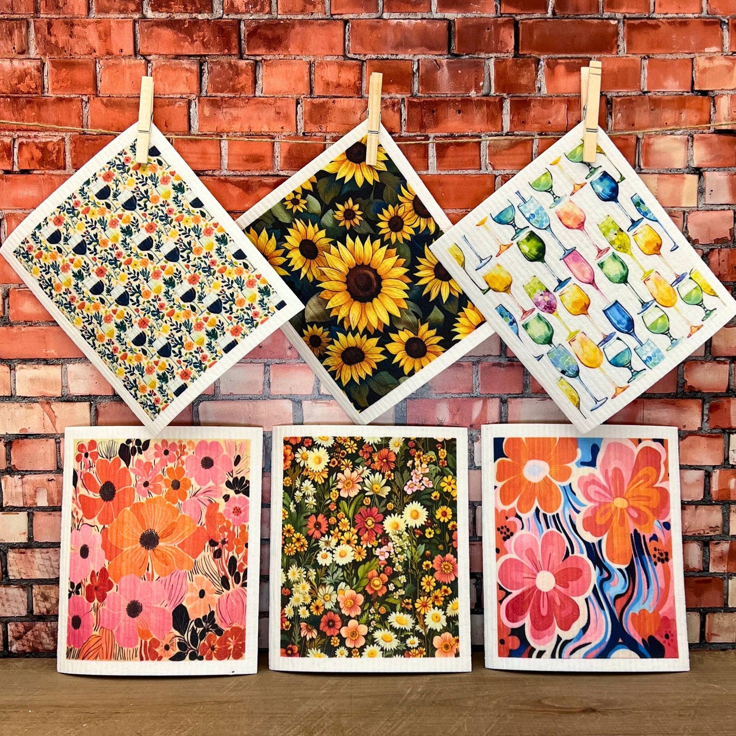 Wildflower Swedish Dish Cloth | Eco-Friendly Reusable Kitchen Sponge Cloth