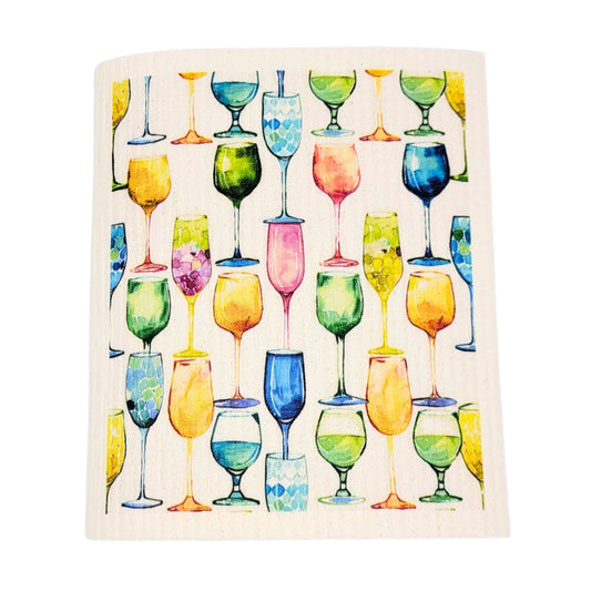 Wine Glass Collection Swedish Dishcloths - Mothers Day
