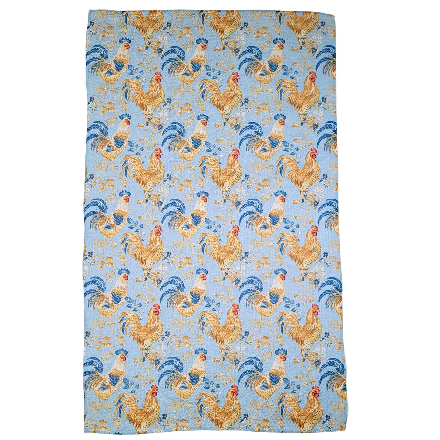 Blue Rooster Tail Kitchen Waffle Tea Towels - Summer Decor