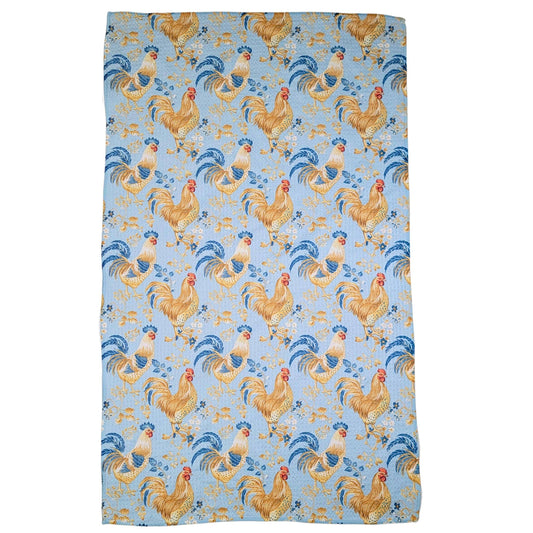 Blue Rooster Tail Kitchen Waffle Tea Towels - Summer Decor