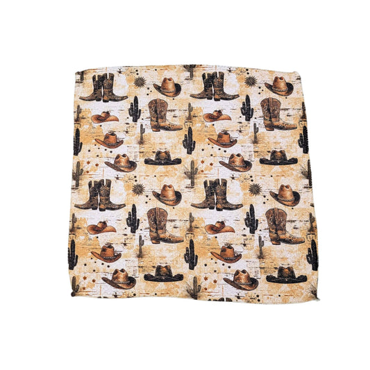 Western Cowboy Hat & Boots Waffle dishcloth - Western Decor