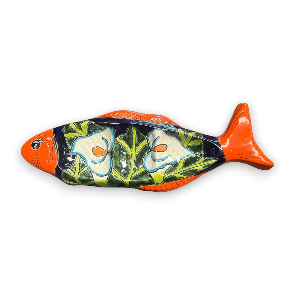 Hand-Painted Talavera Fish Serving Tray