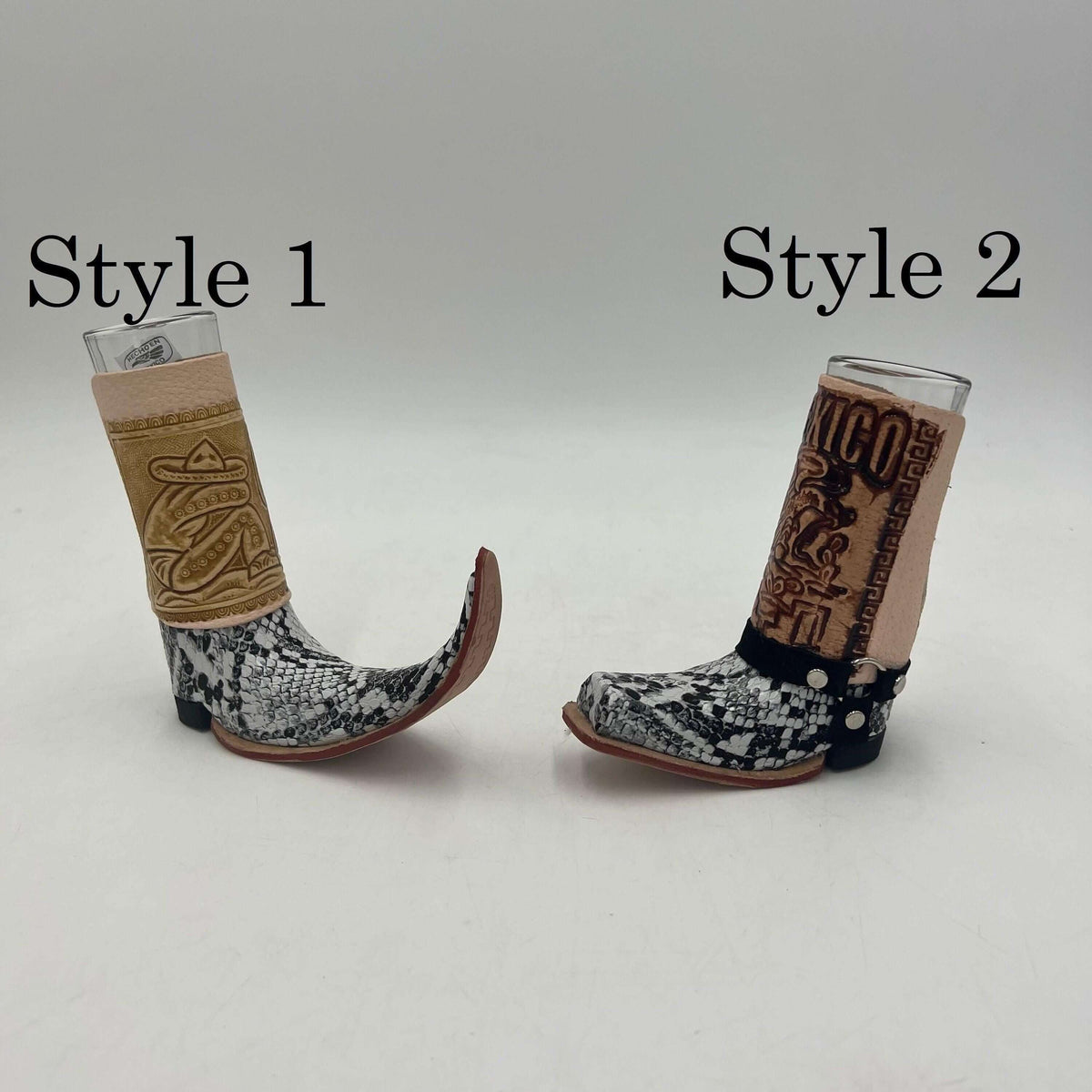 Leather-Wrapped Cowboy Boot Shot Glass