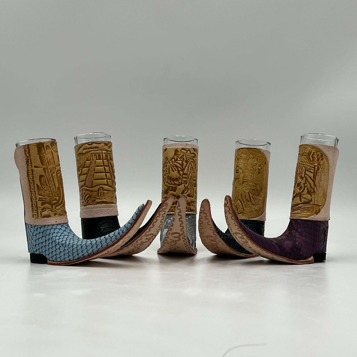 Leather-Wrapped Cowboy Boot Shot Glass