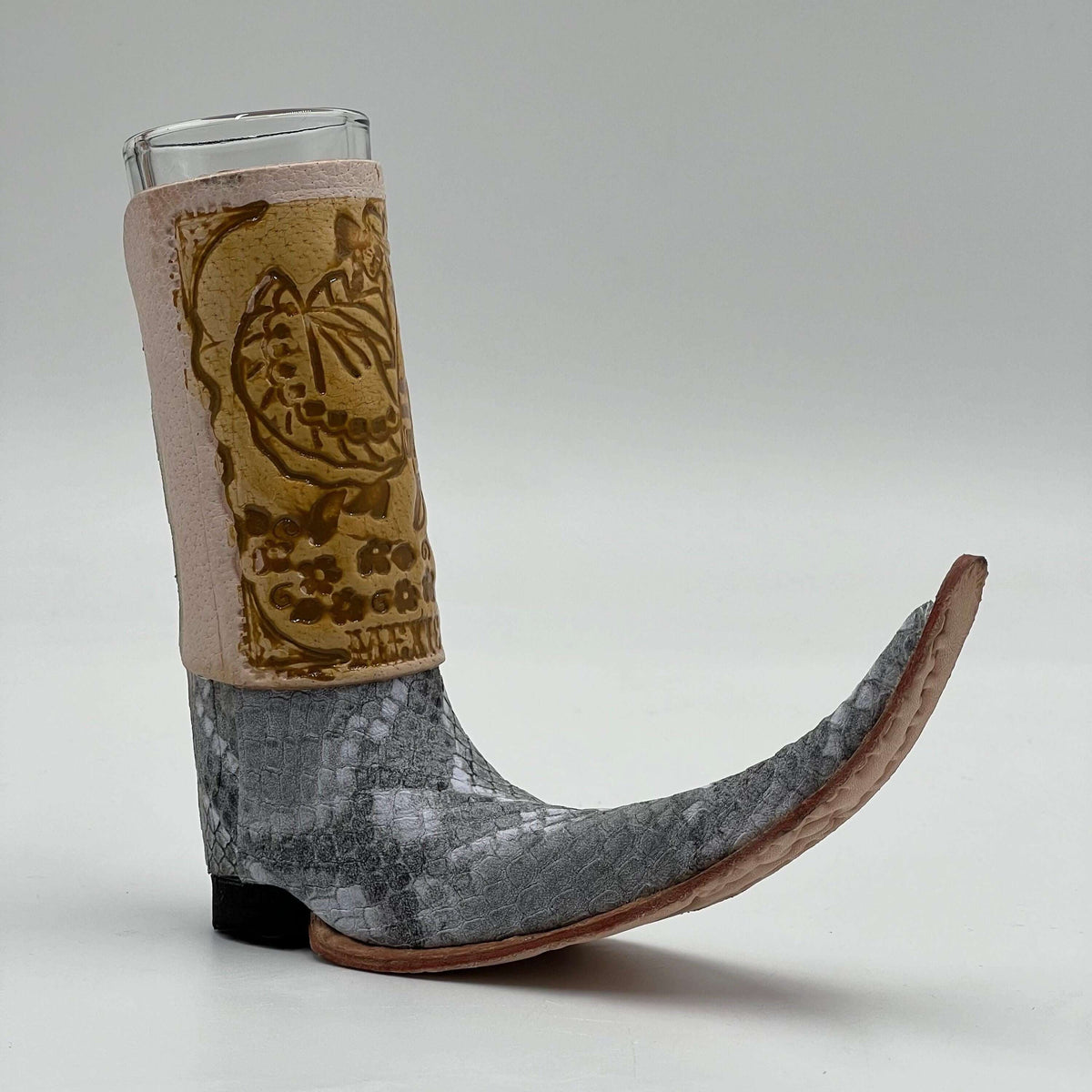 Leather-Wrapped Cowboy Boot Shot Glass