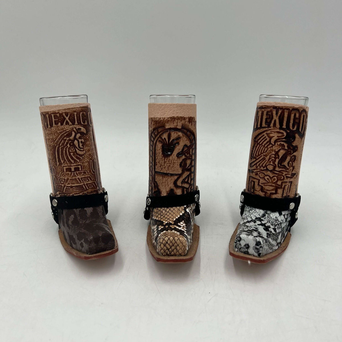 Leather-Wrapped Cowboy Boot Shot Glass