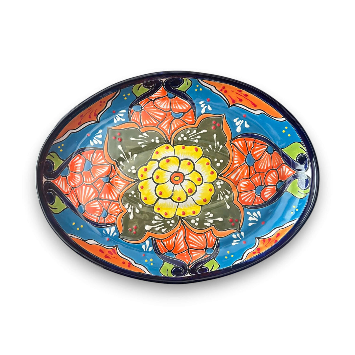 Oval Talavera Serving Platter | Colorful Hand-Painted Mexican Tray