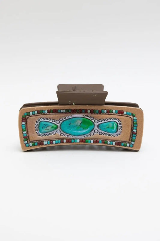 Turquoise Stone-Inspired Hair Claw